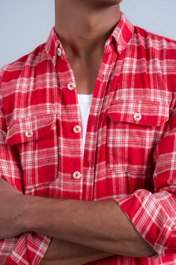 Crimson Plaid Flannel Shirt