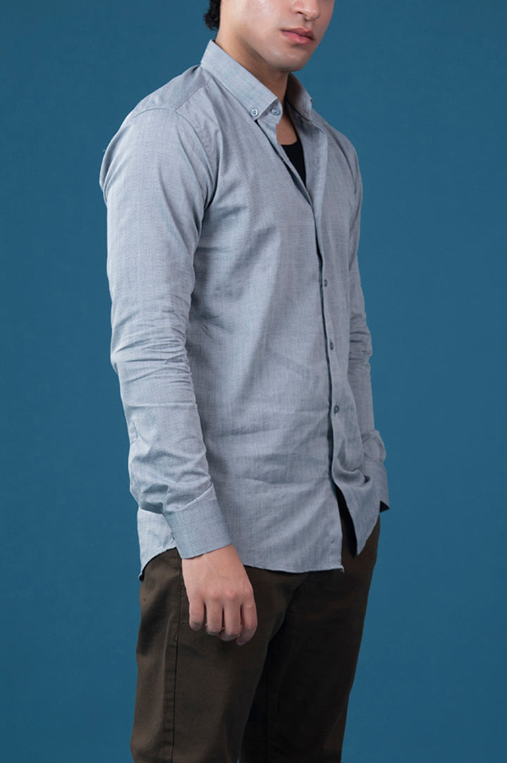 Grey Striped Semi Formal Shirt