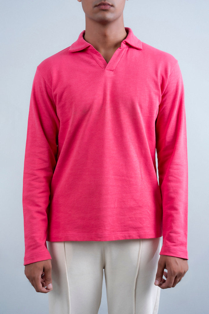 Long Sleeves Poppy Pink Polo