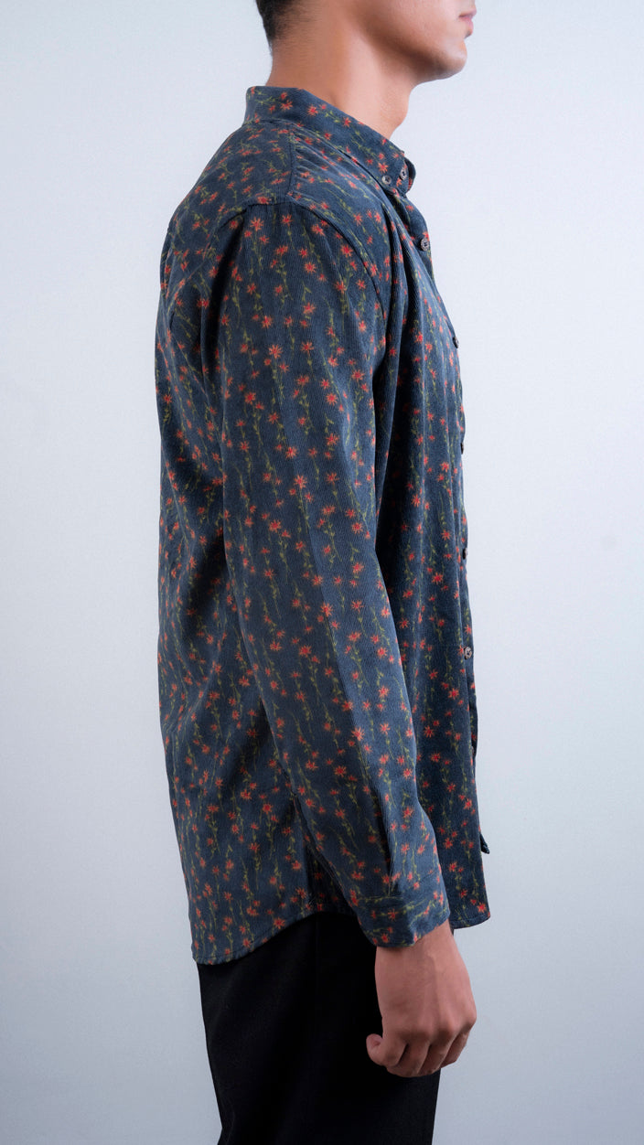 Corduroy Floral Printed Shirt