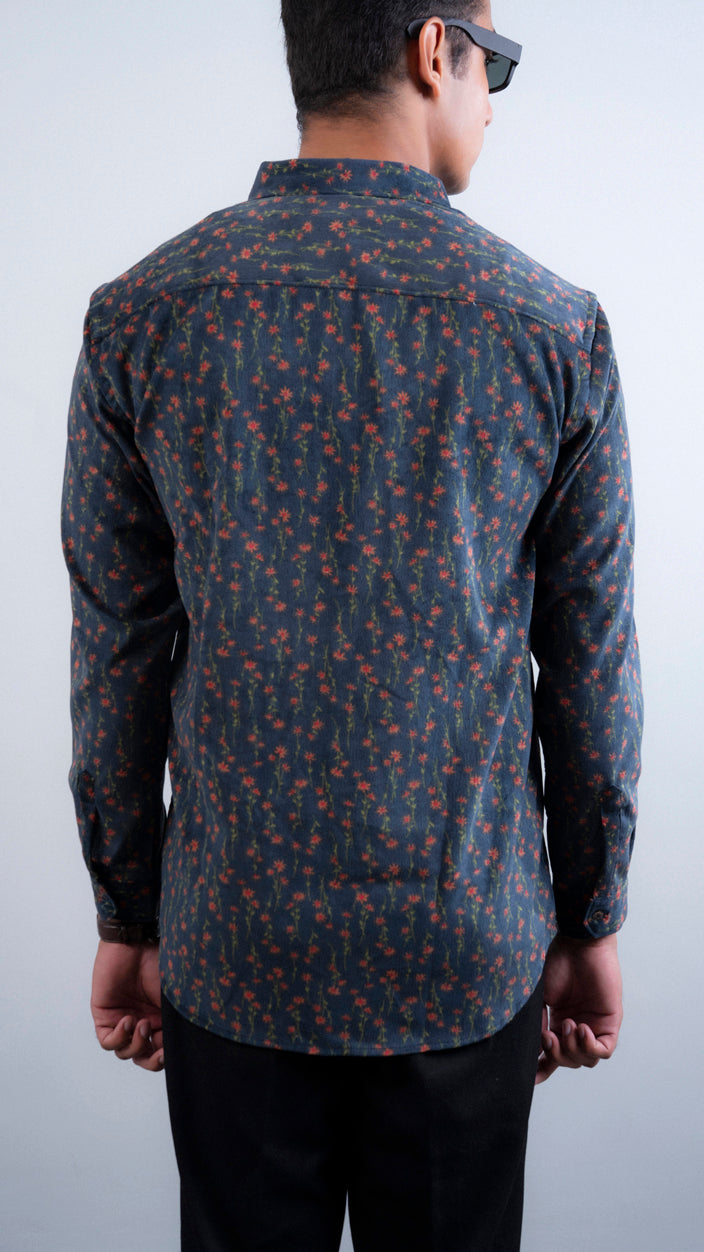 Corduroy Floral Printed Shirt
