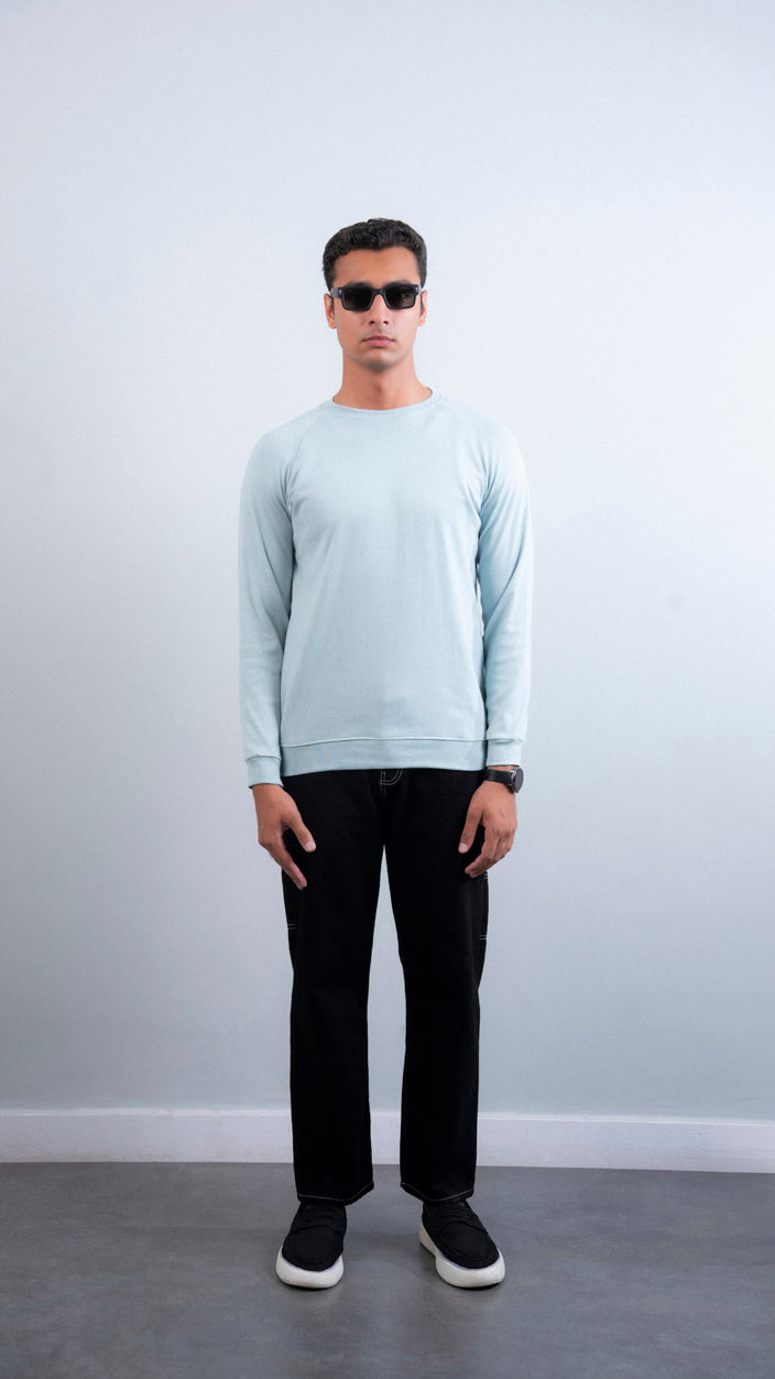 Raglan Sleeves Ribbed Sweat