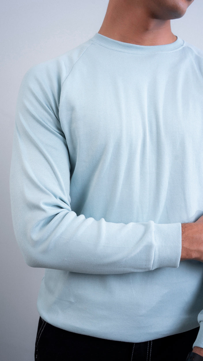 Raglan Sleeves Ribbed Sweat