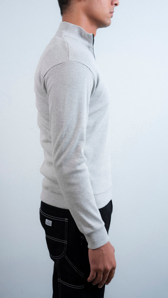 Half Zipper Ribbed Mock Neck