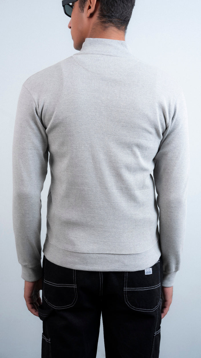Half Zipper Ribbed Mock Neck