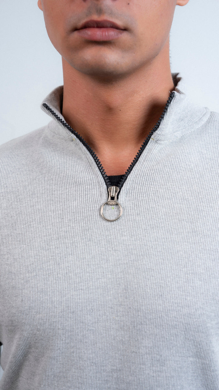 Half Zipper Ribbed Mock Neck