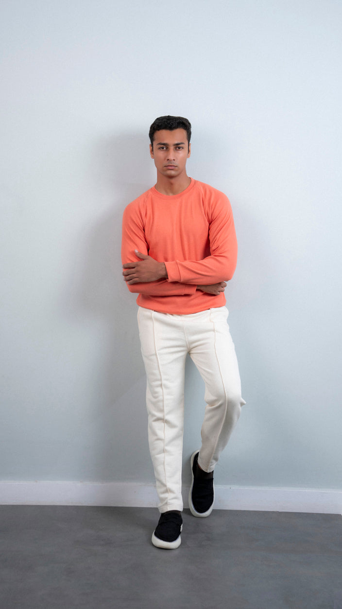 Raglan Sleeves Ribbed Sweat