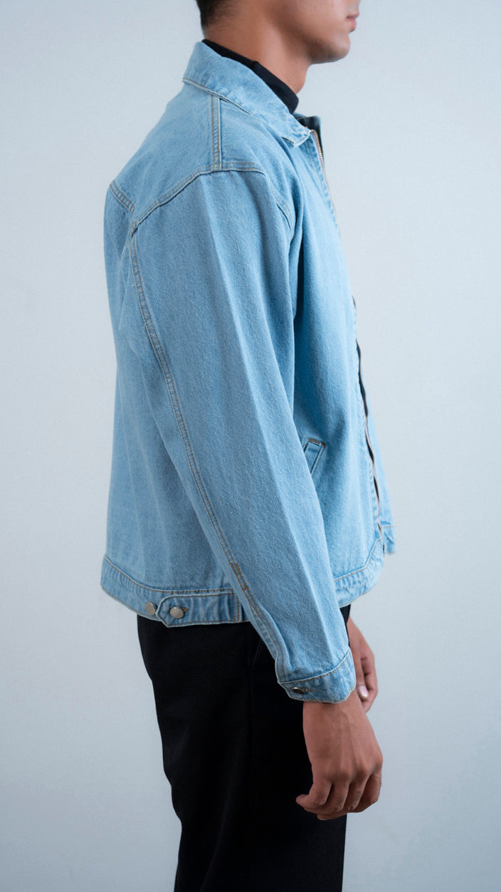 Boxy Zipper Denim Jacket