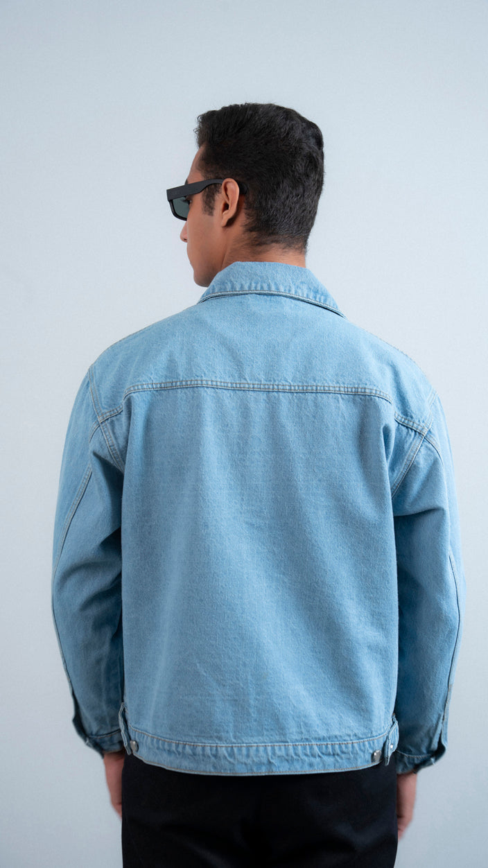 Boxy Zipper Denim Jacket