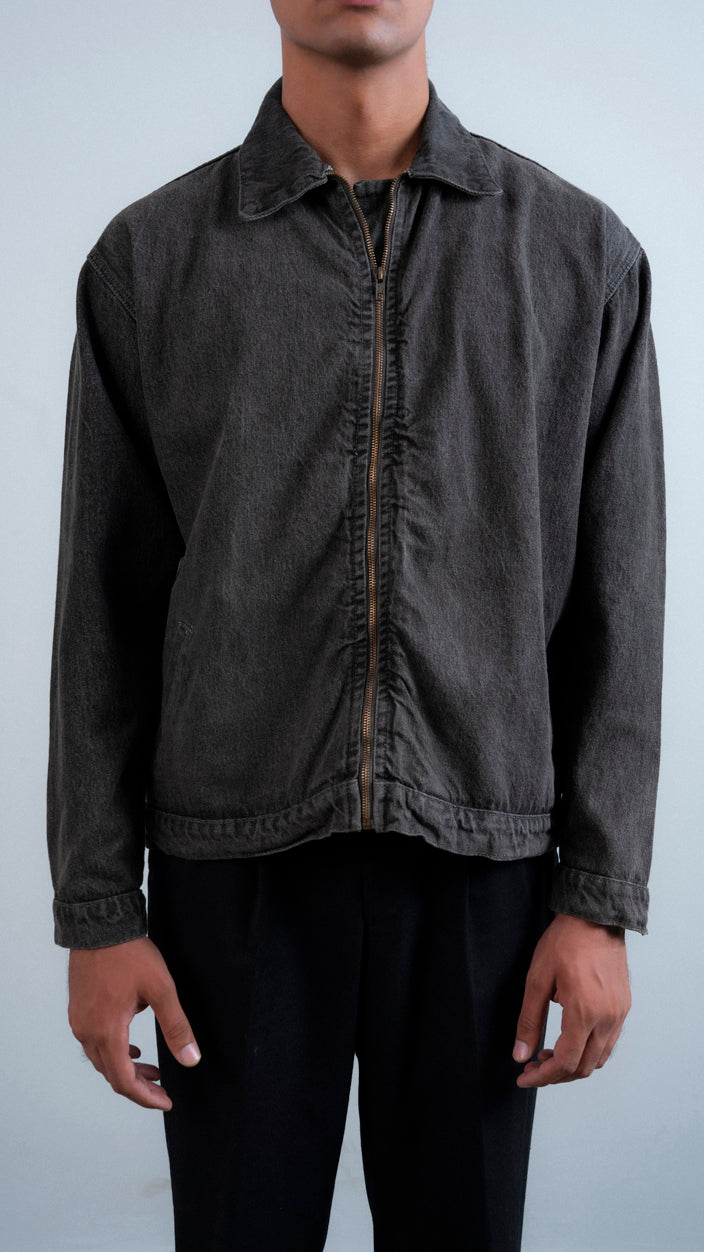 Boxy Zipper Denim Jacket
