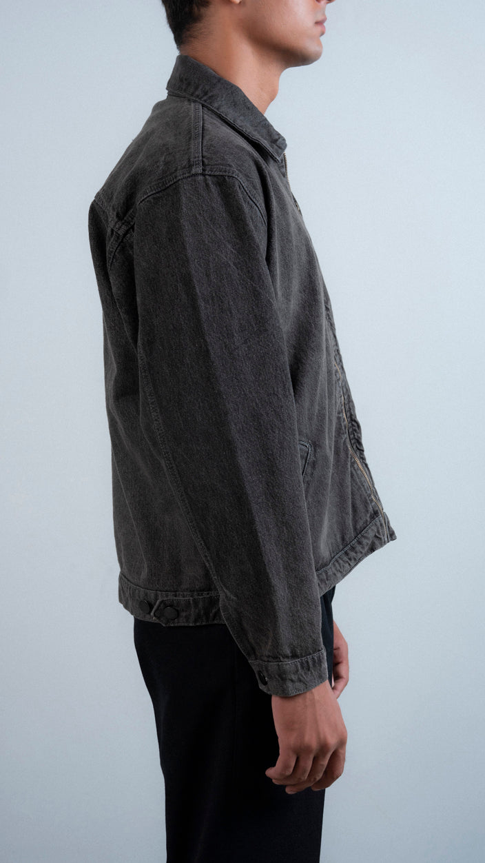 Boxy Zipper Denim Jacket