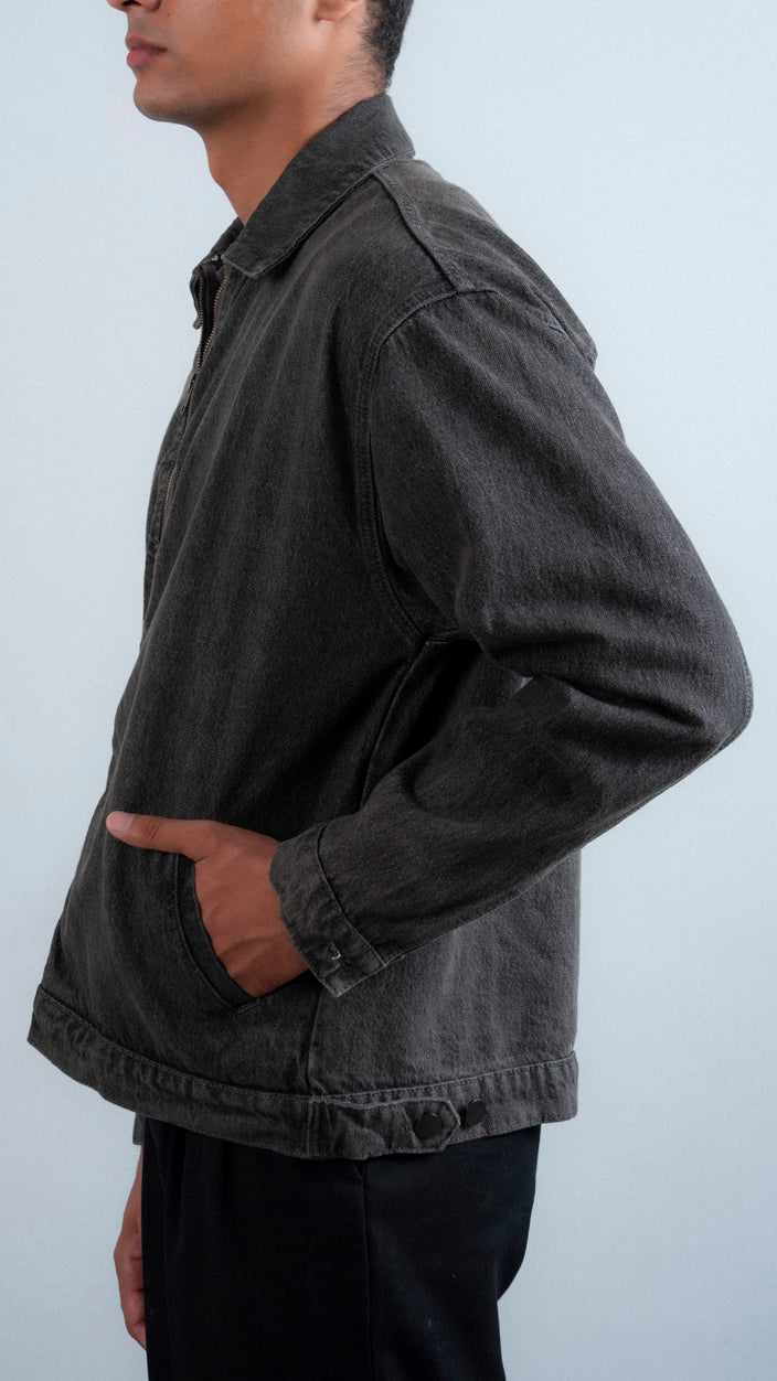 Boxy Zipper Denim Jacket