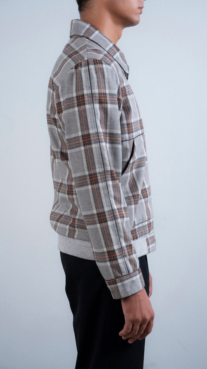 Checked Piping Wool Jacket