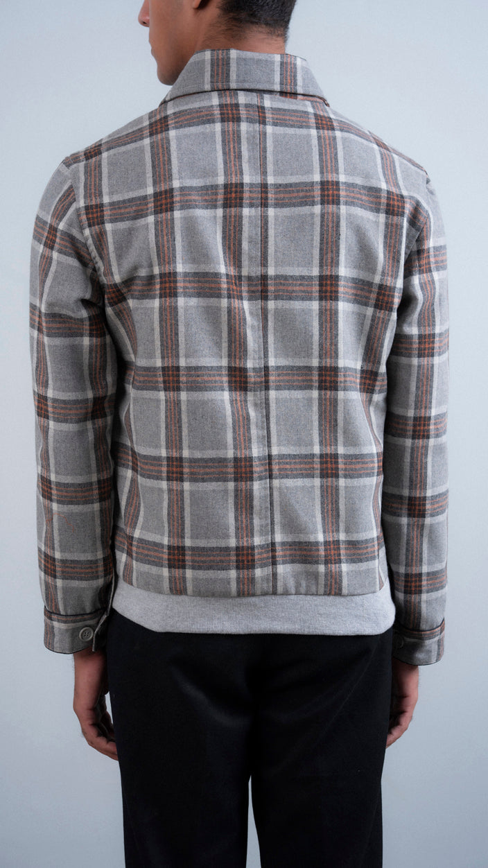 Checked Piping Wool Jacket
