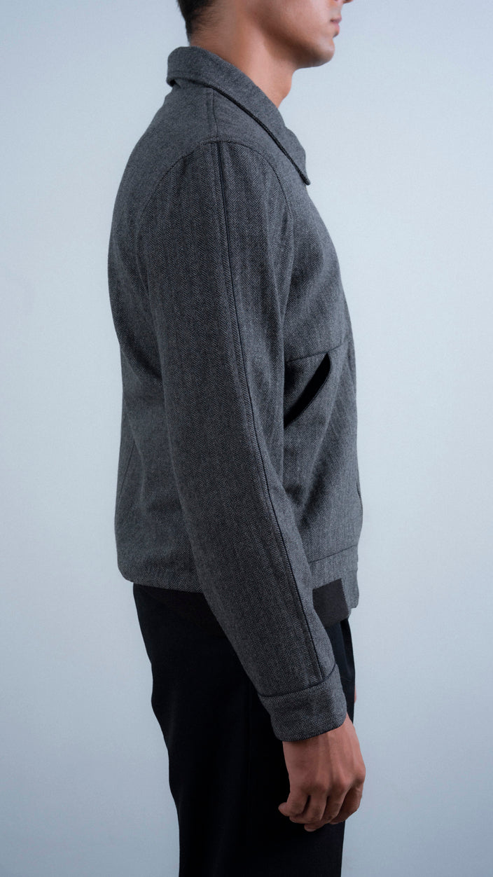 Textured Wool Piping Jacket