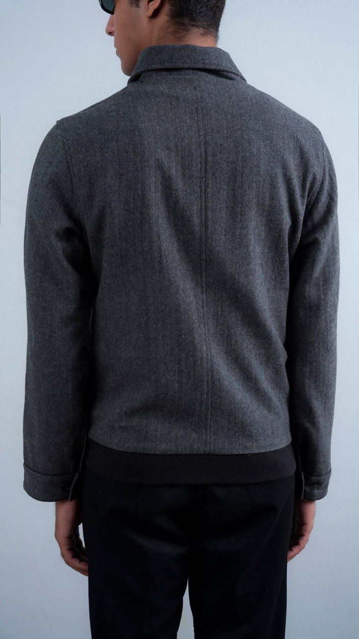 Textured Wool Piping Jacket