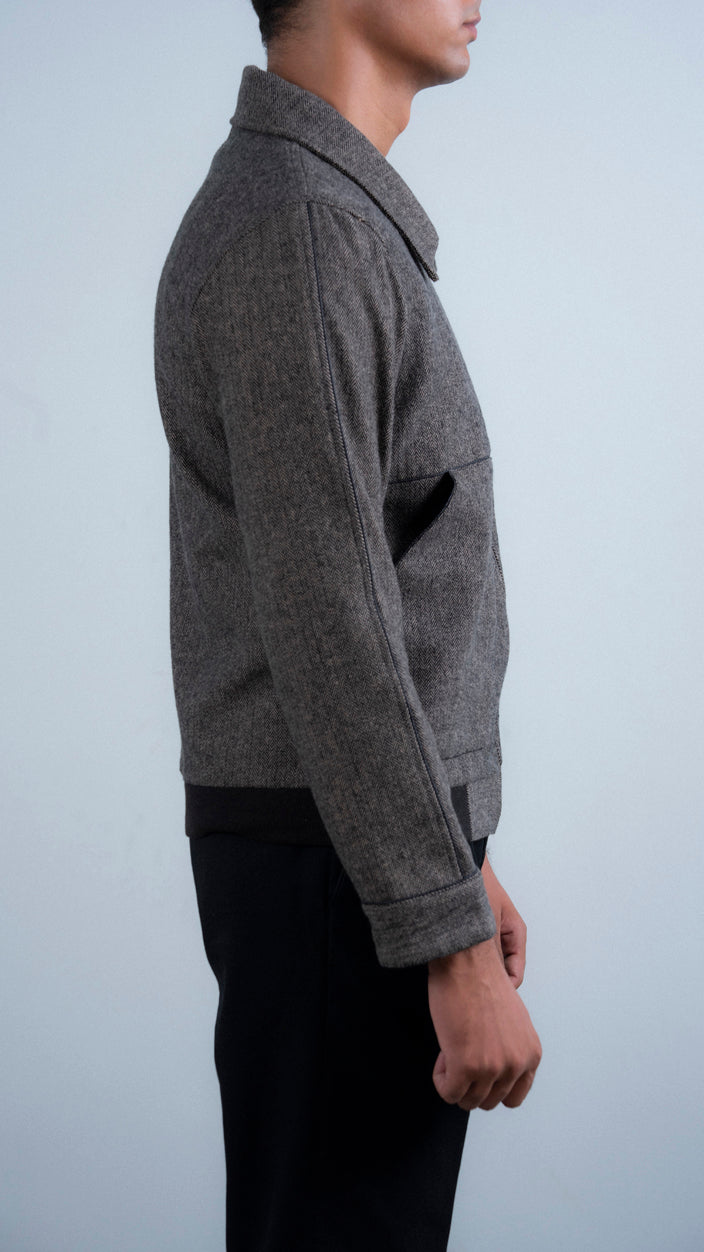 Textured Wool Piping Jacket