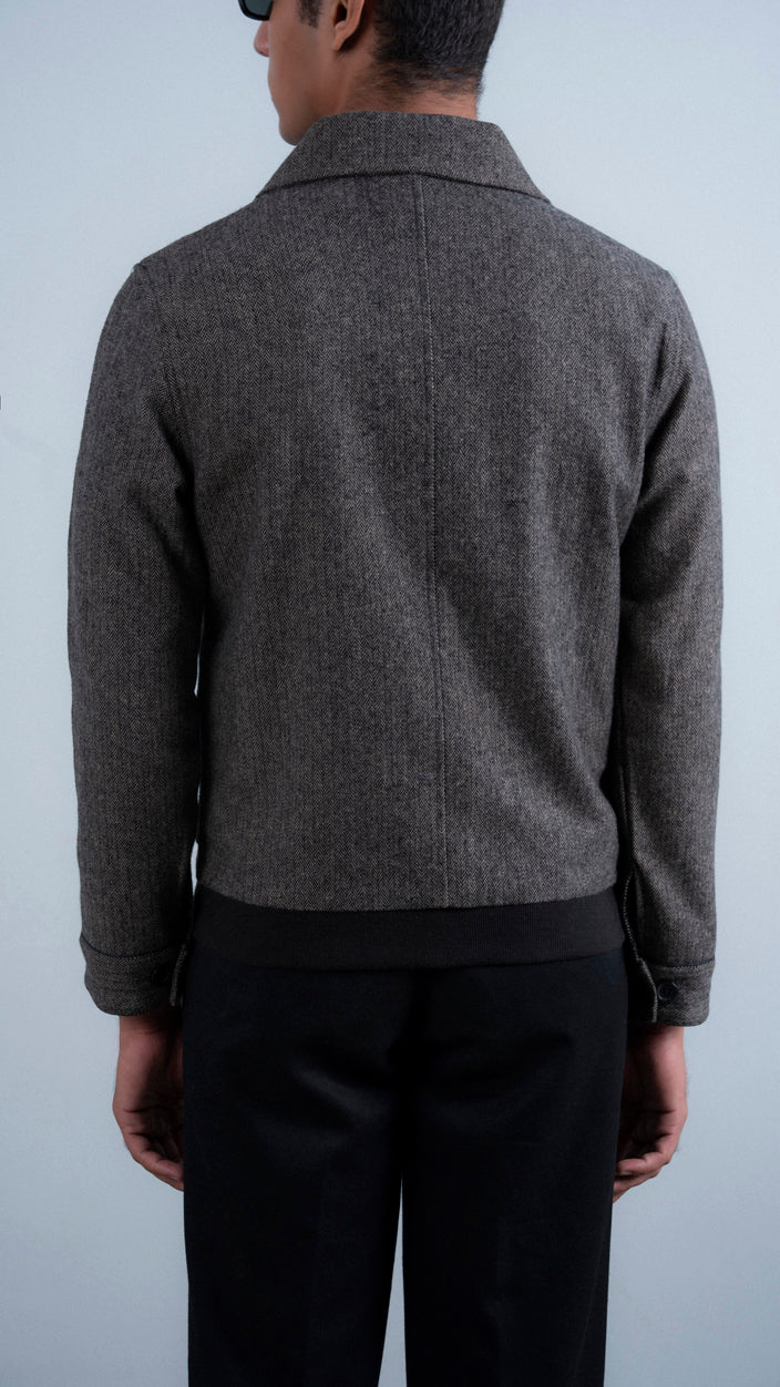 Textured Wool Piping Jacket