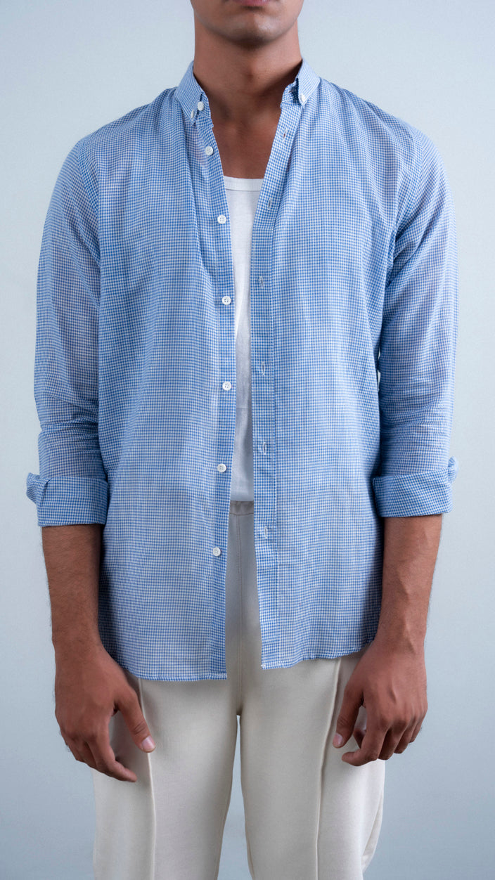 Micro Check Cotton Shirt