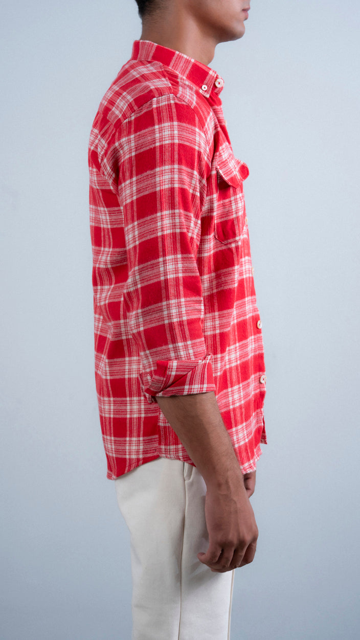 Crimson Plaid Flannel Shirt