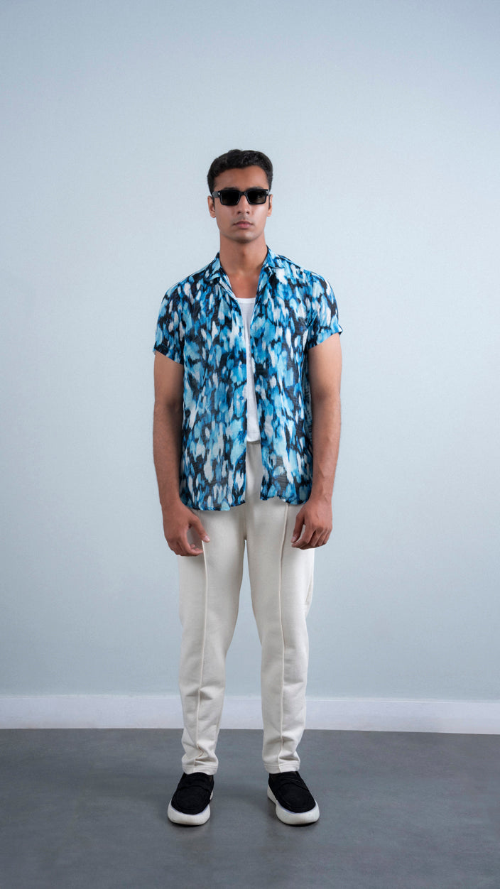 Cuban Collar Printed Shirt