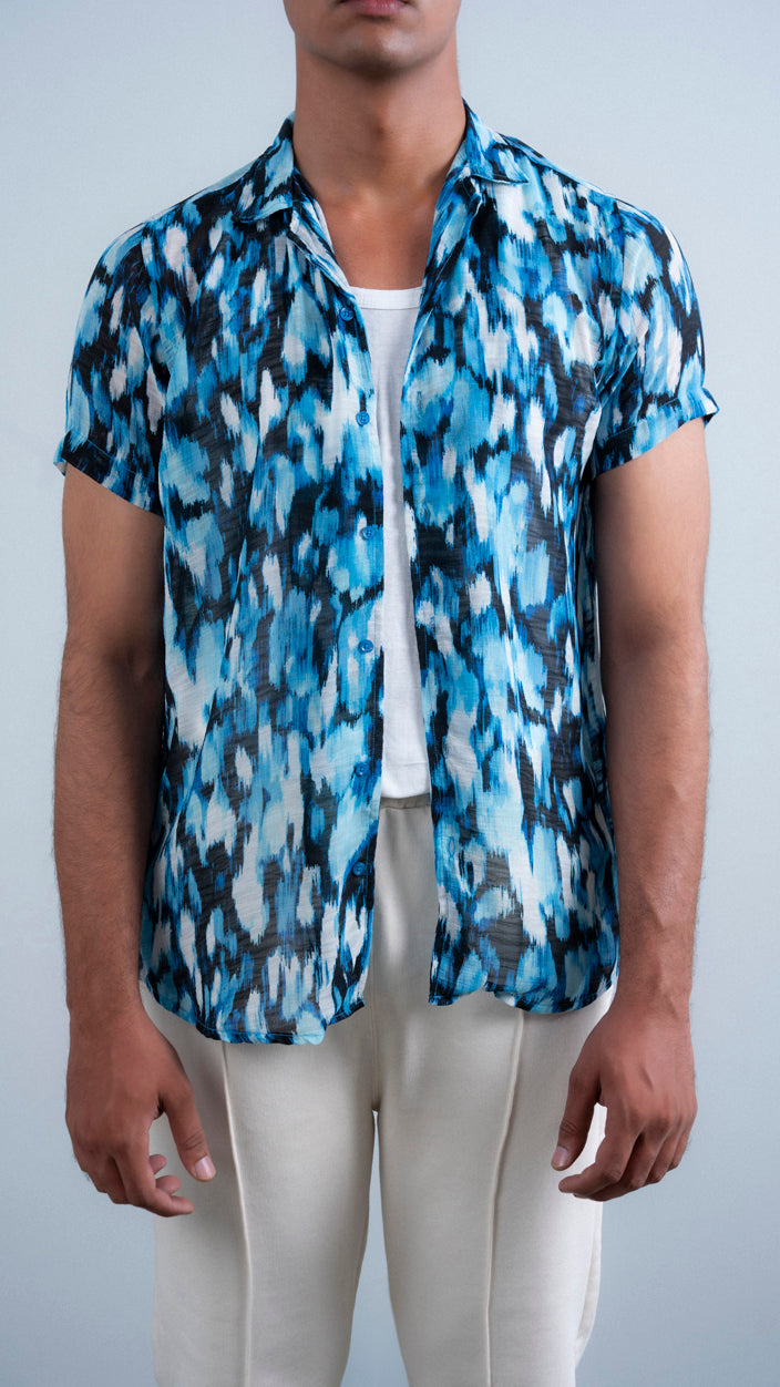 Cuban Collar Printed Shirt