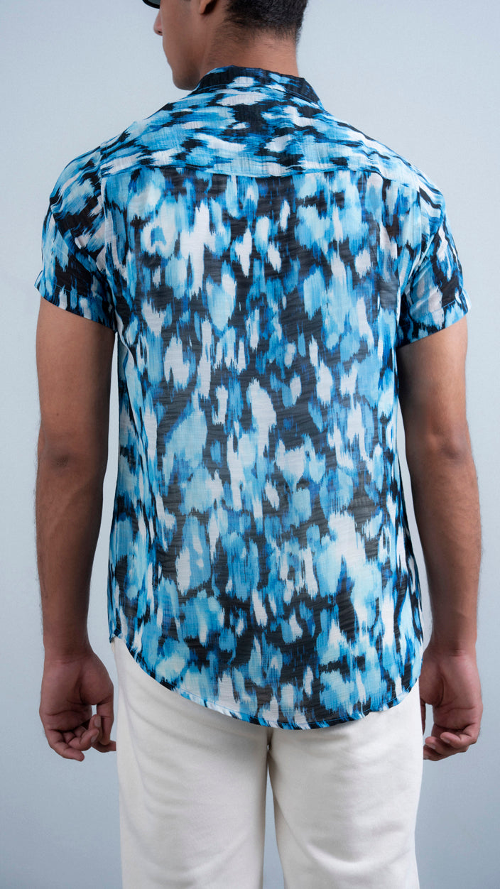 Cuban Collar Printed Shirt