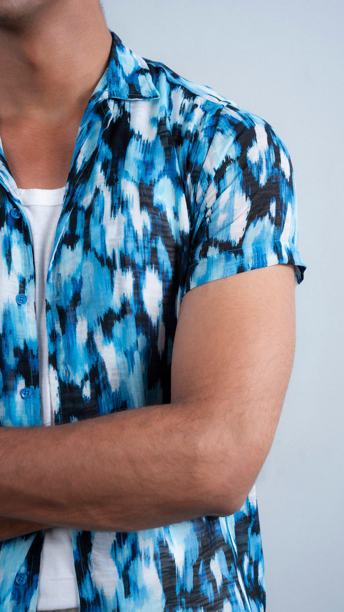 Cuban Collar Printed Shirt