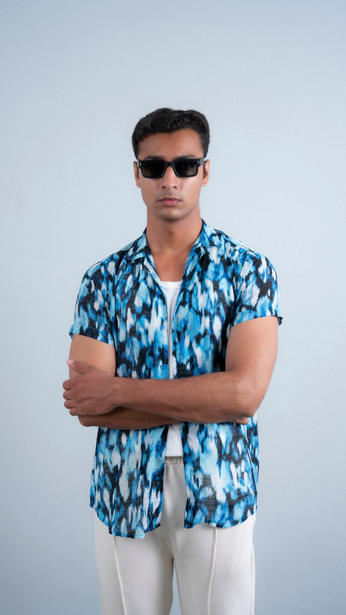 Cuban Collar Printed Shirt
