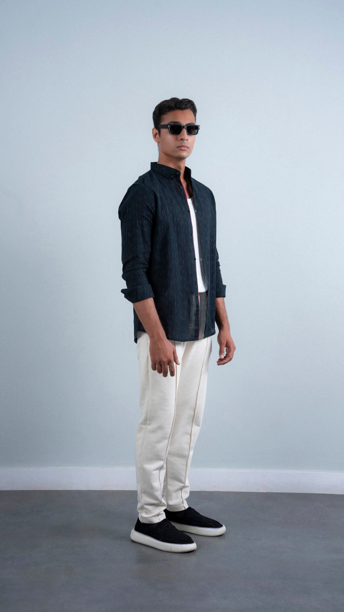 Melange Weaved Button Down Shirt