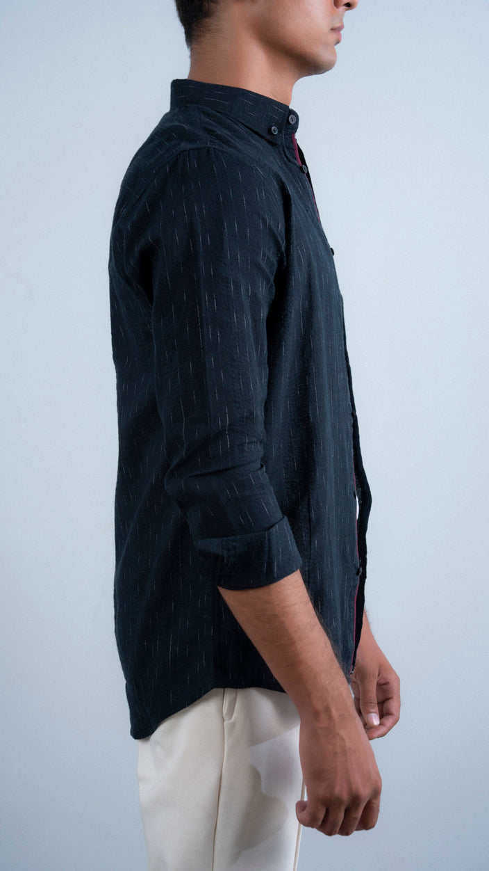 Melange Weaved Button Down Shirt
