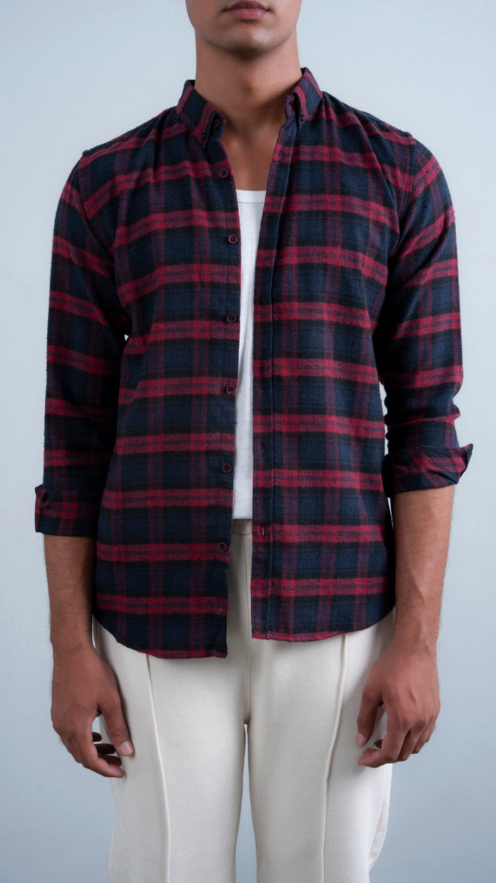 Midnight Red Flannel Shirt
