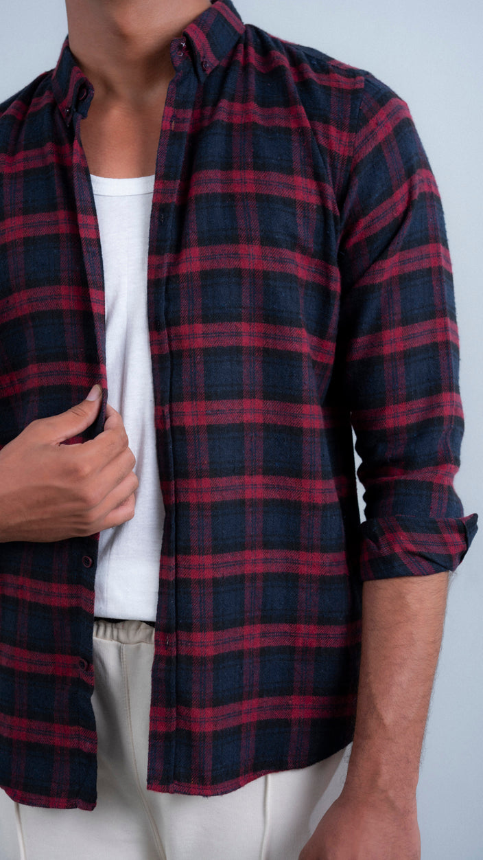 Midnight Red Flannel Shirt