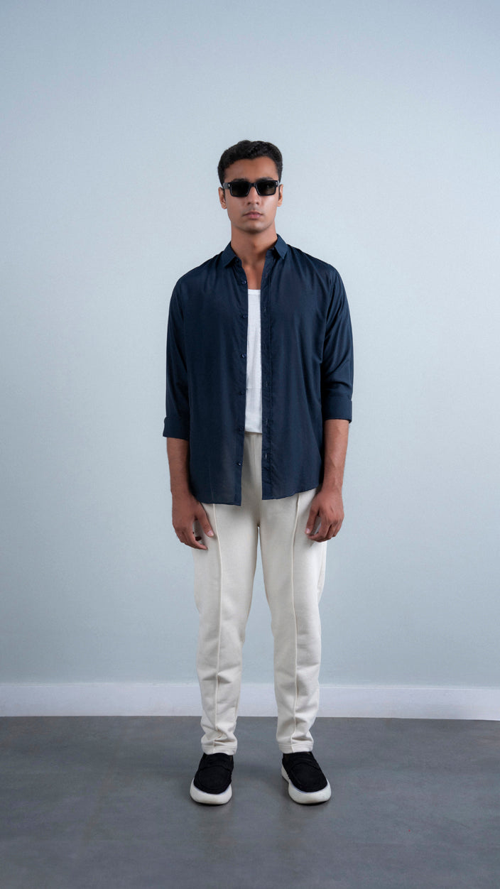 French Collar Linen Shirt