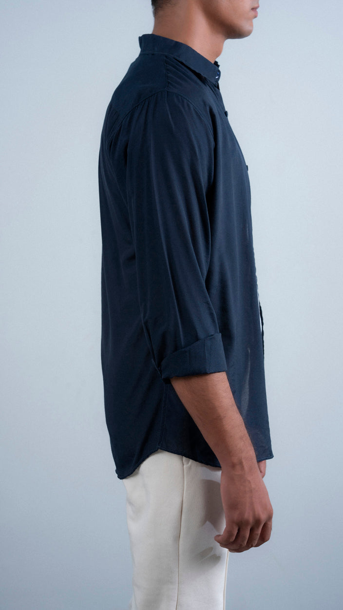 French Collar Linen Shirt