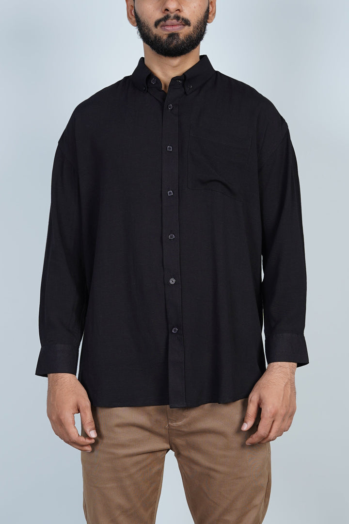 Viscose Blend Button Down Oversized Shirt