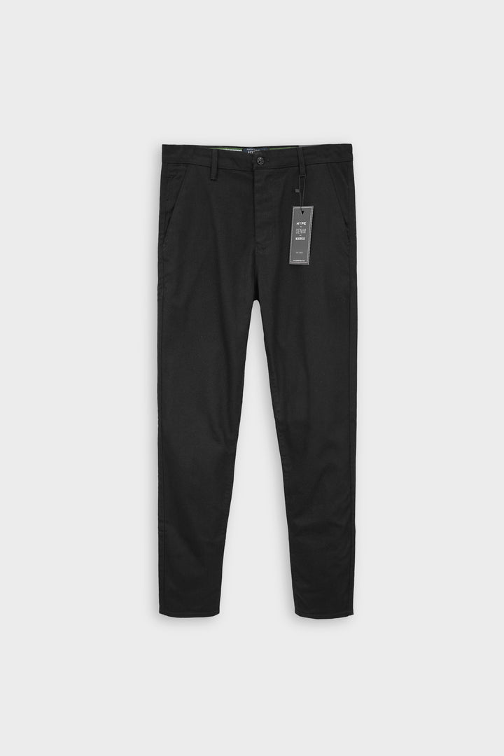 Cross Pocket Jet Black Cotton Pant