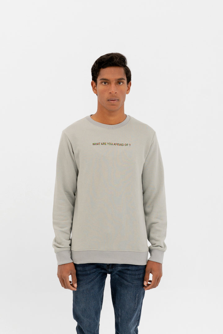 Minimal Print Heavy Fleece Sweatshirt