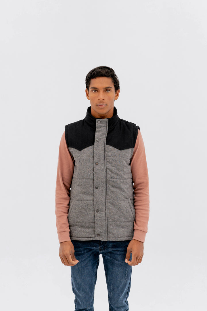 Woollen Panel Sleeveless Jacket