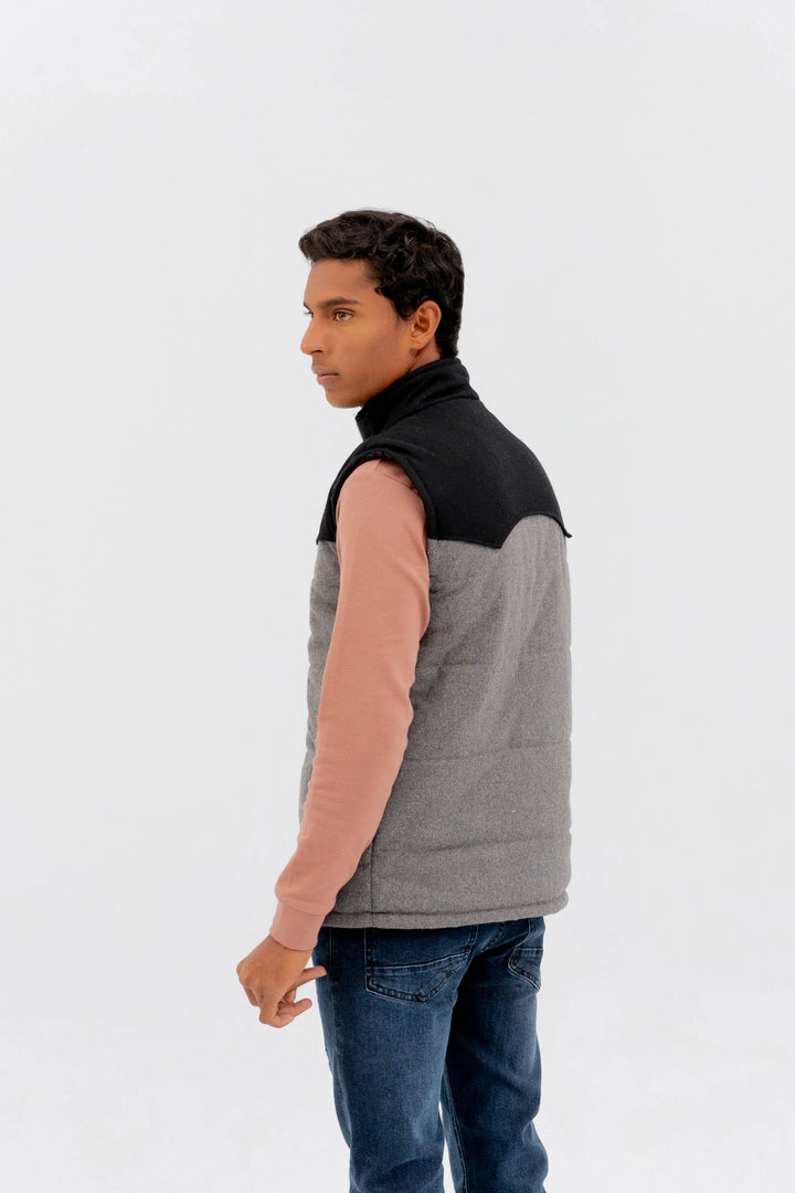 Woollen Panel Sleeveless Jacket