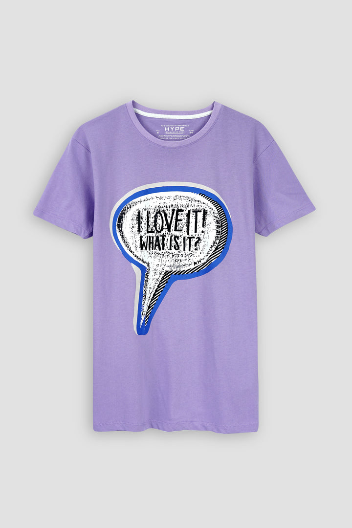 Purple Graphic Cotton T-Shirt