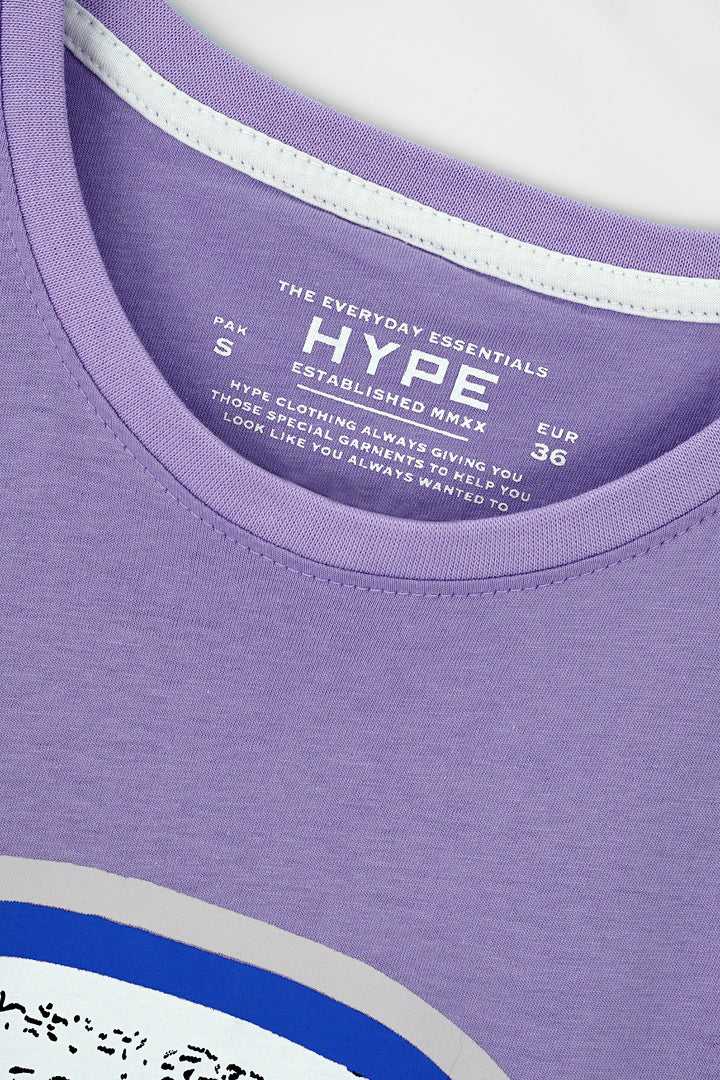 Purple Graphic Cotton T-Shirt