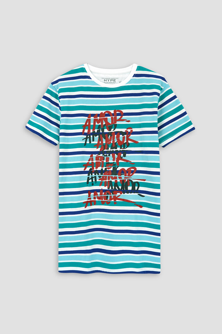 Soft Cotton Graphic Stripes T-Shirt