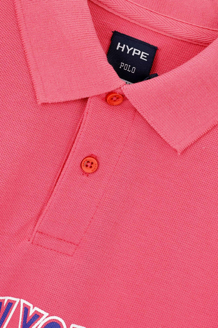 Pink Printed Pique Polo Shirt