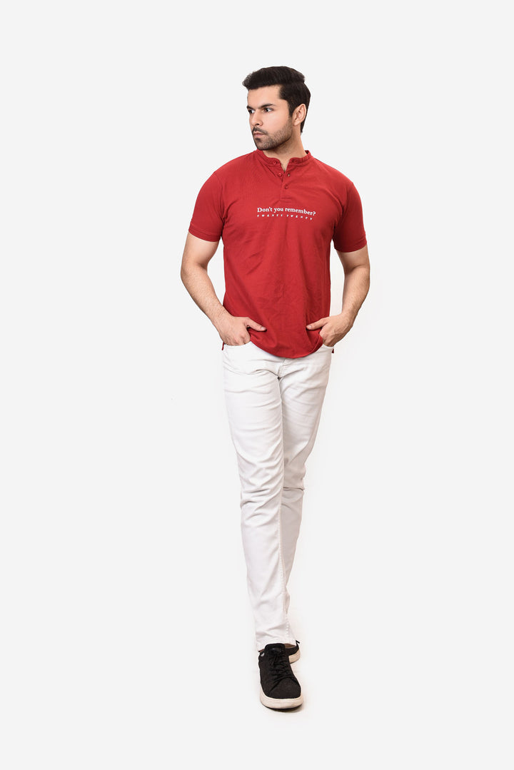 Slim Fit Band Collar Polo Shirt