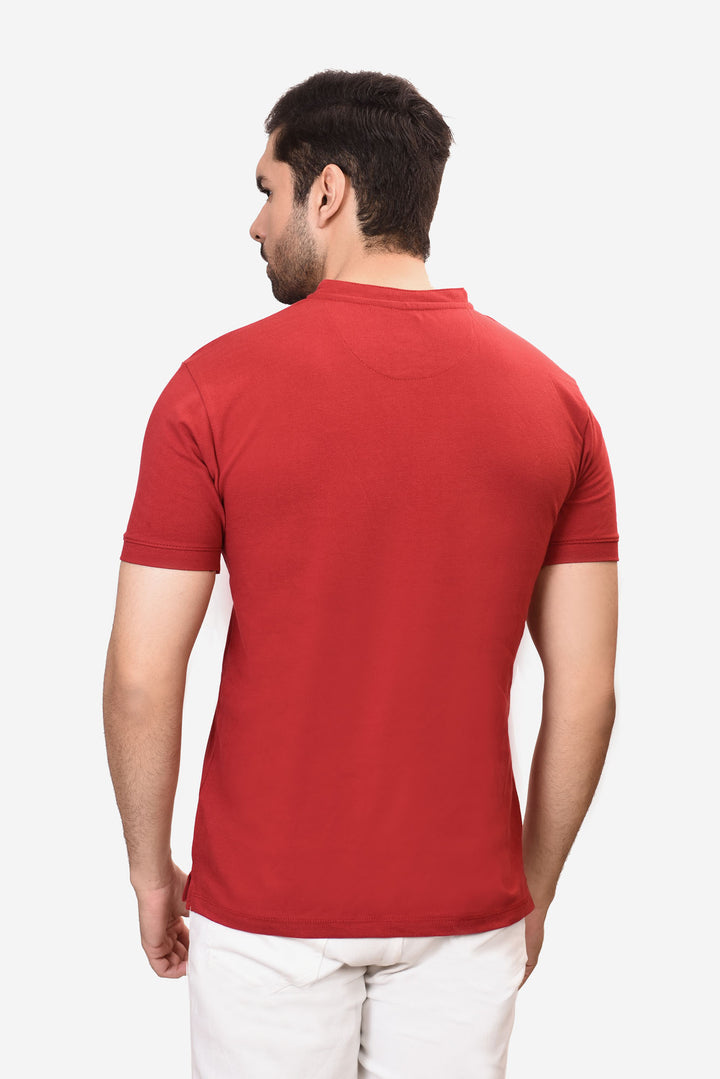 Slim Fit Band Collar Polo Shirt