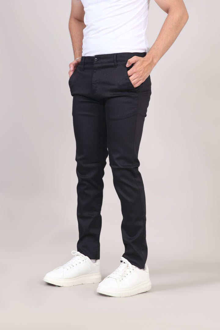 Everyday Black Cotton Chinos