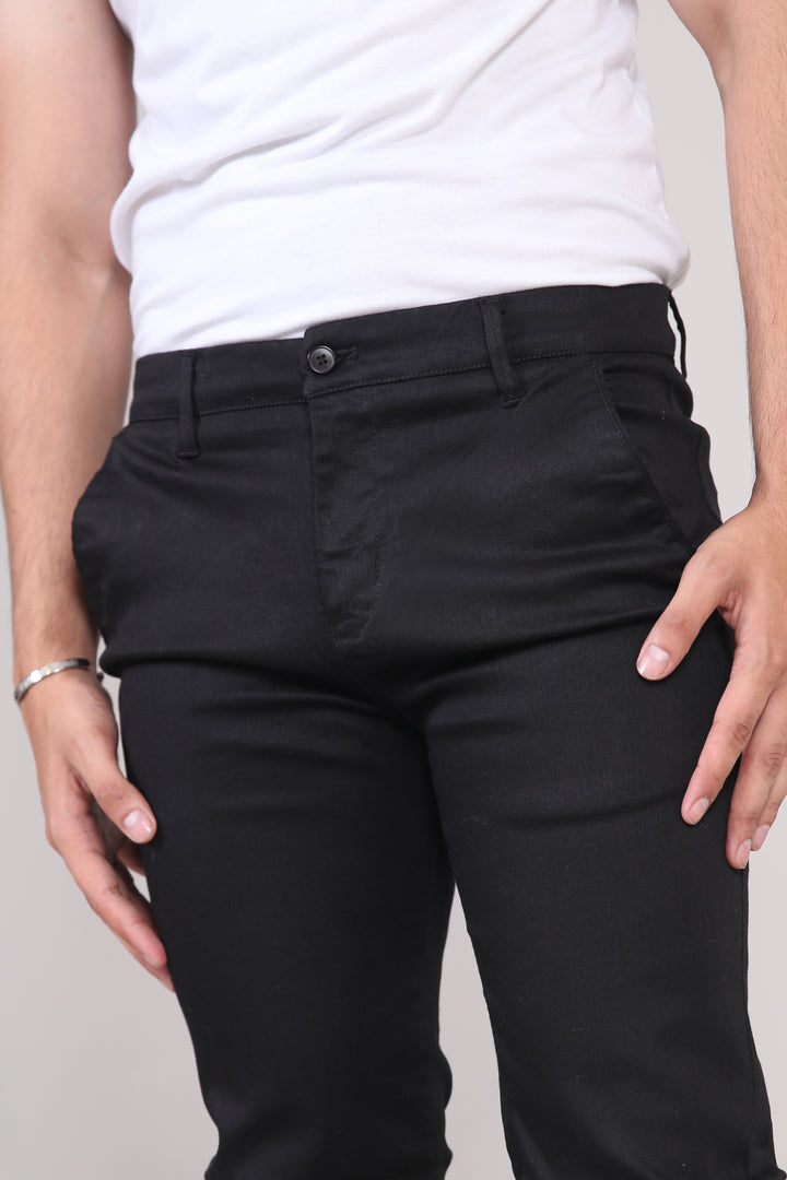 Everyday Black Cotton Chinos