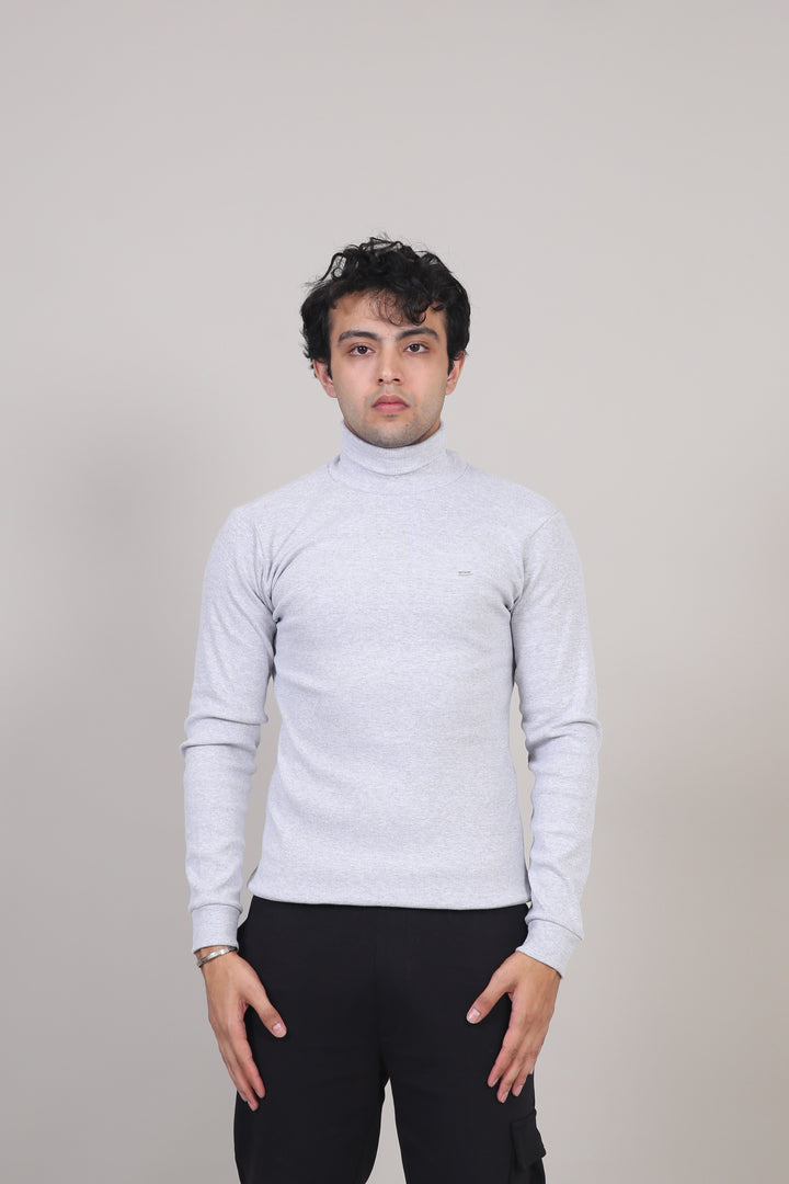 Ribbed Slim Fit Hi-Neck