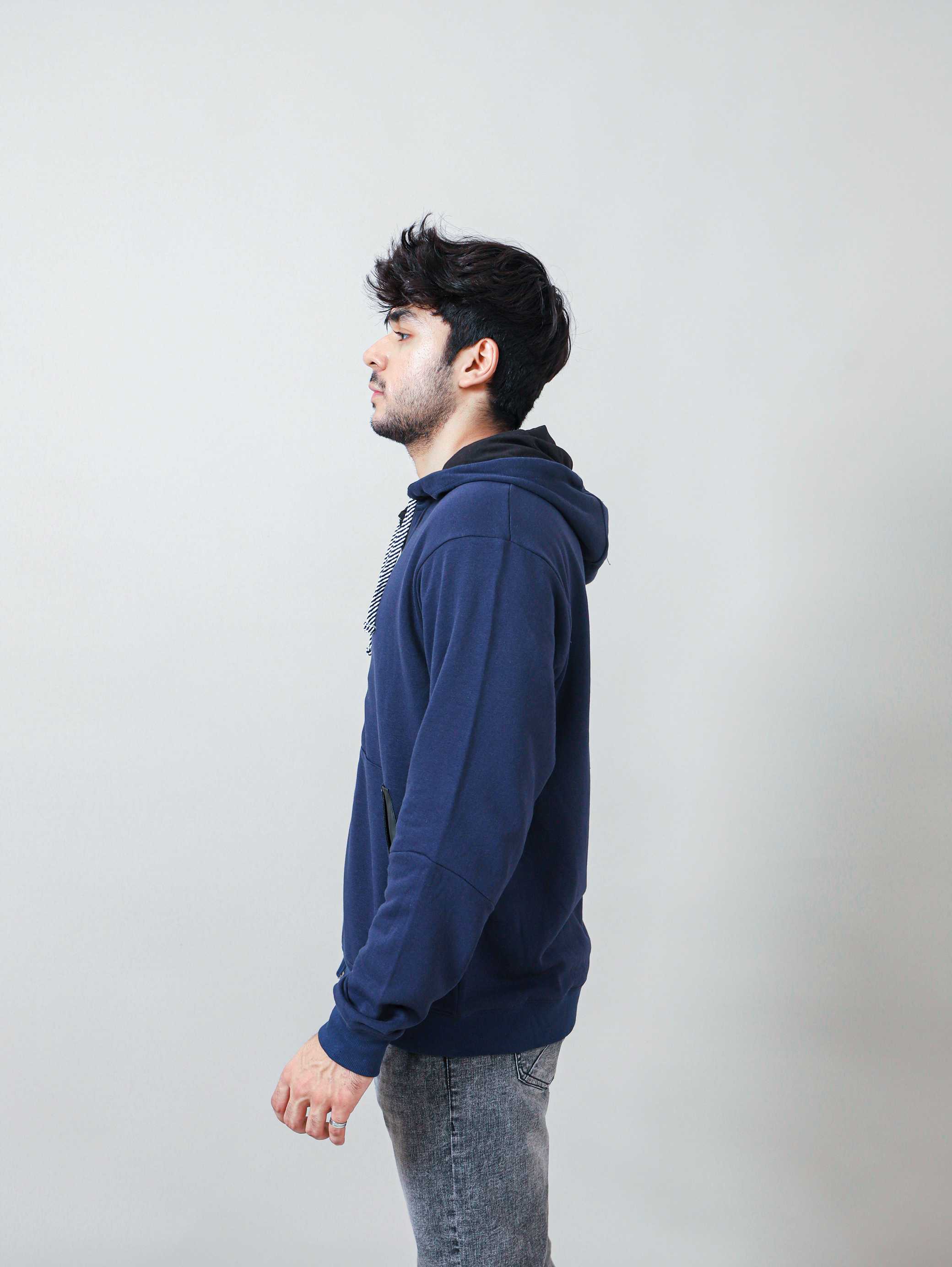 MEN'S TERRY ZIPPER HOODIES 002312-BLU